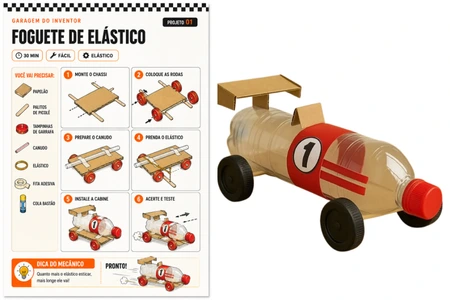 Carrinho de elastico de papelao